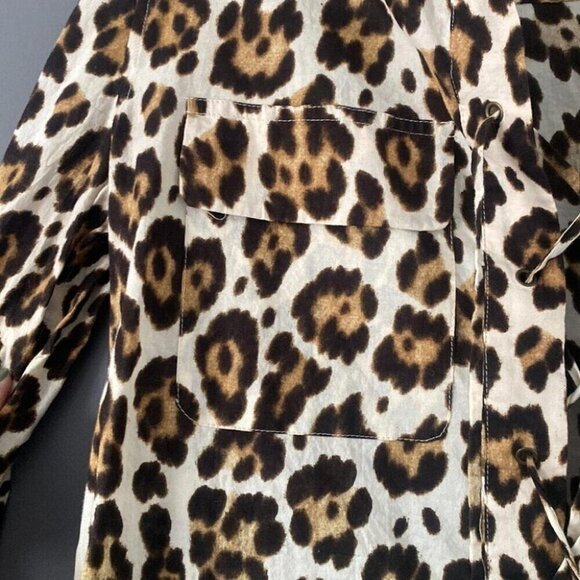 Mob Wife Tunic Dress EQUIPMENT Leopard Print Cotton Effortless French Chic - Picture 7 of 14